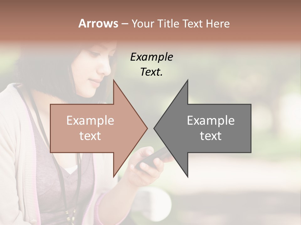 A Woman Is Looking At Her Cell Phone PowerPoint Template