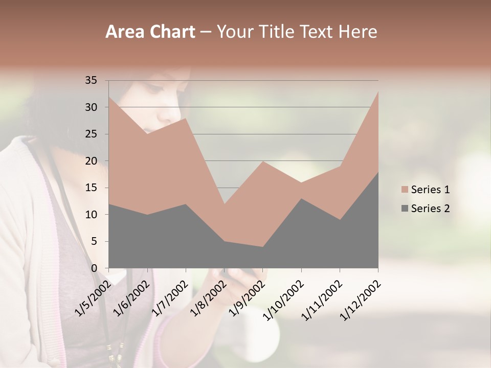 A Woman Is Looking At Her Cell Phone PowerPoint Template