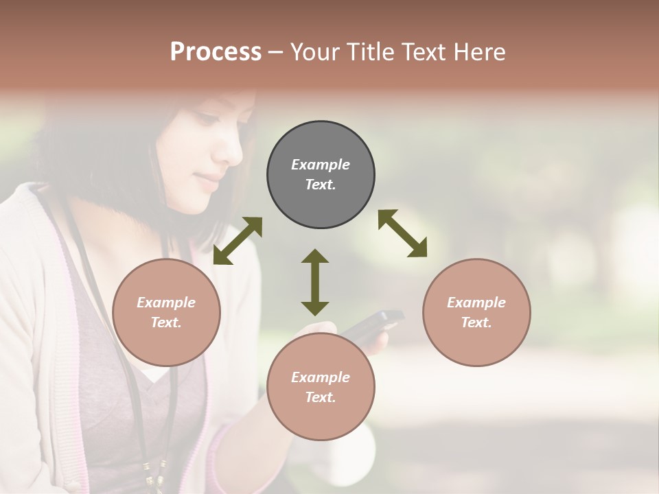 A Woman Is Looking At Her Cell Phone PowerPoint Template