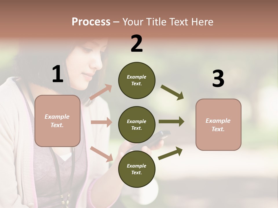 A Woman Is Looking At Her Cell Phone PowerPoint Template