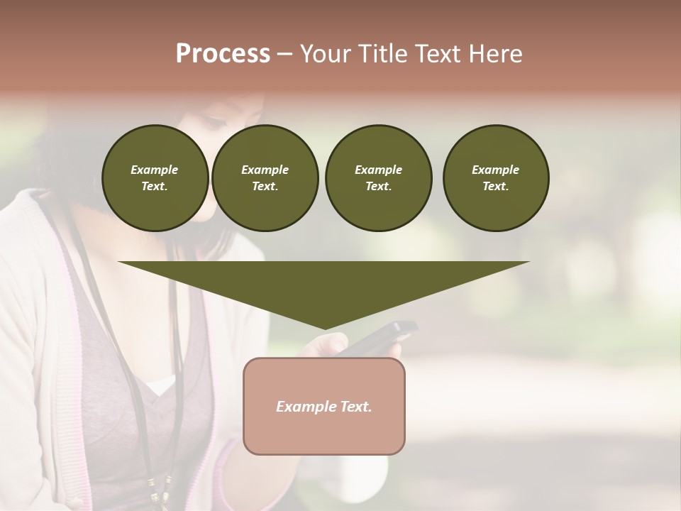 A Woman Is Looking At Her Cell Phone PowerPoint Template