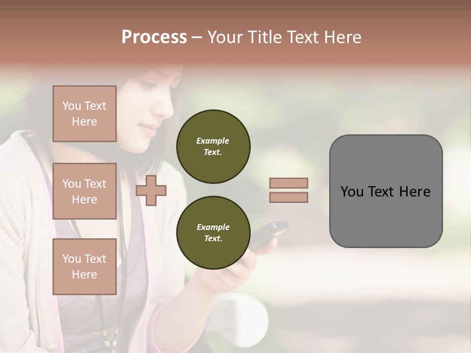 A Woman Is Looking At Her Cell Phone PowerPoint Template