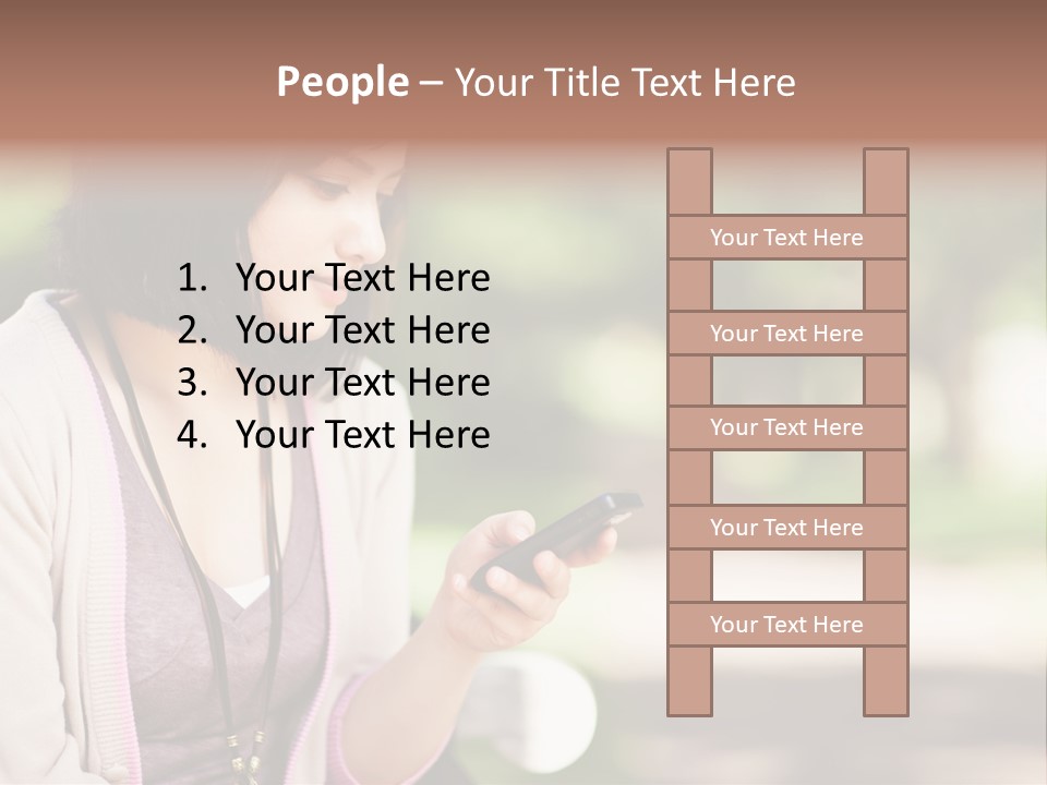 A Woman Is Looking At Her Cell Phone PowerPoint Template