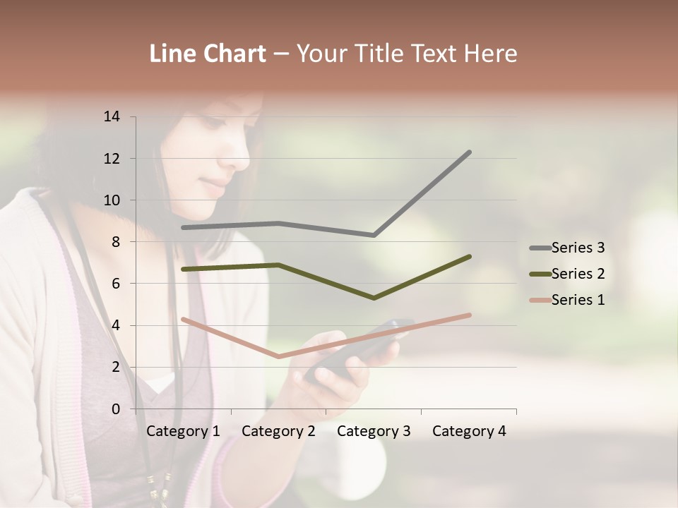 A Woman Is Looking At Her Cell Phone PowerPoint Template