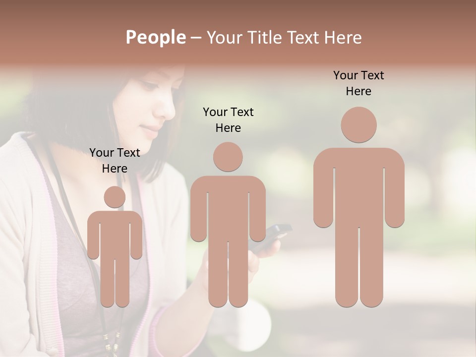 A Woman Is Looking At Her Cell Phone PowerPoint Template