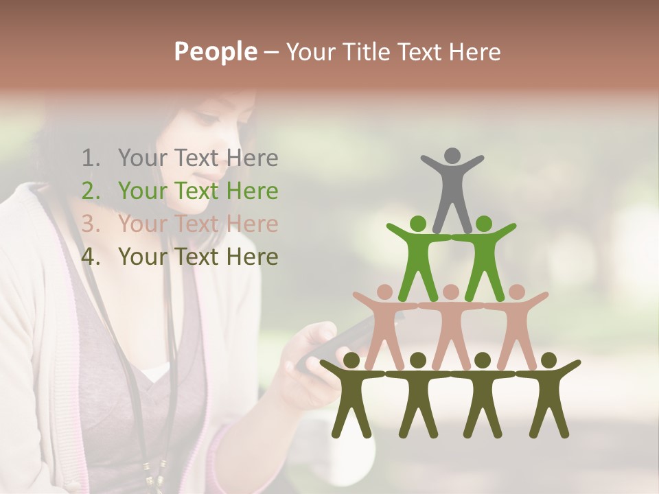 A Woman Is Looking At Her Cell Phone PowerPoint Template
