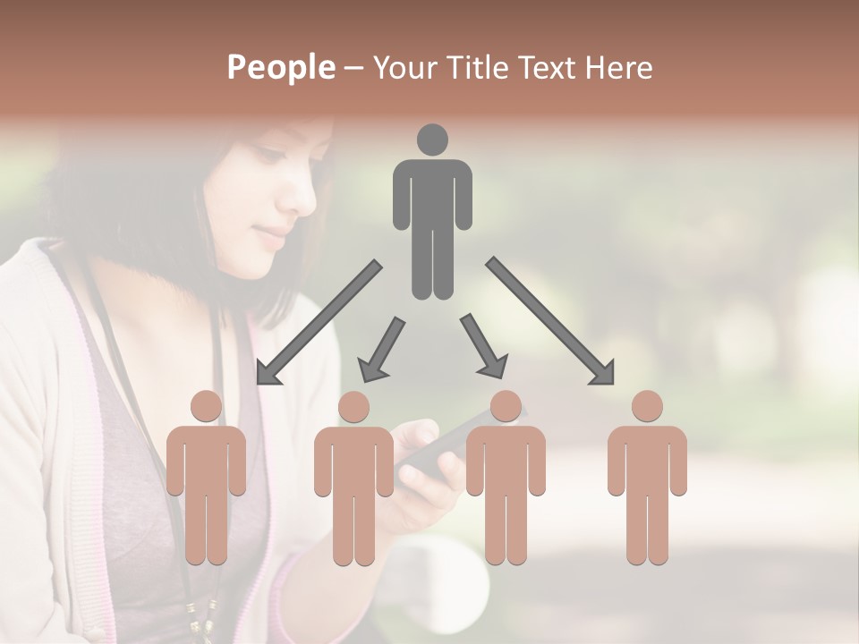 A Woman Is Looking At Her Cell Phone PowerPoint Template