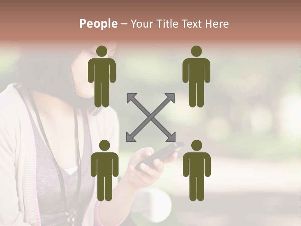 A Woman Is Looking At Her Cell Phone PowerPoint Template