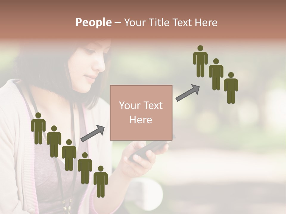 A Woman Is Looking At Her Cell Phone PowerPoint Template