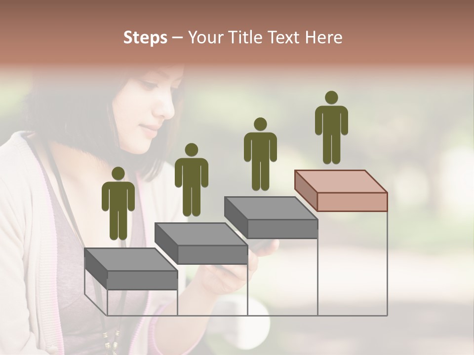 A Woman Is Looking At Her Cell Phone PowerPoint Template