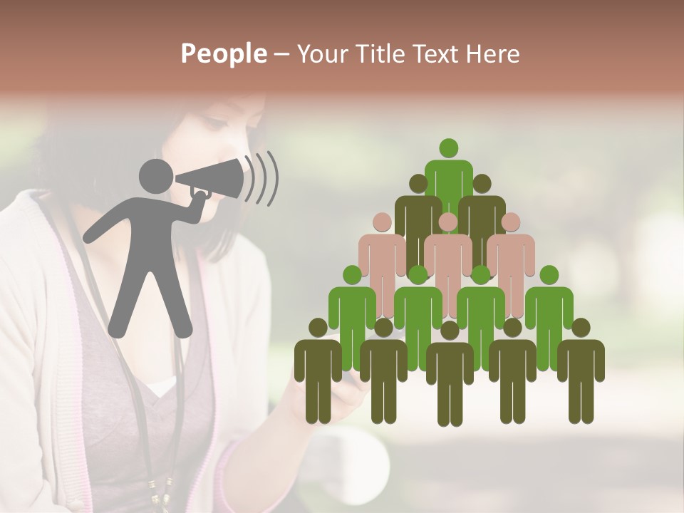 A Woman Is Looking At Her Cell Phone PowerPoint Template