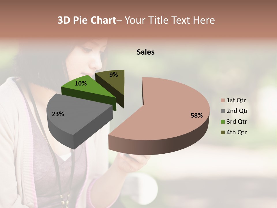 A Woman Is Looking At Her Cell Phone PowerPoint Template