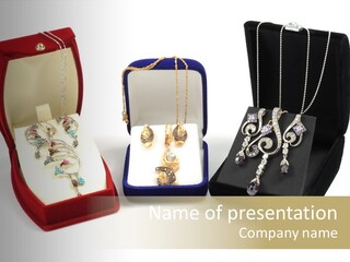 Three Different Types Of Jewelry In A Presentation Box PowerPoint Template