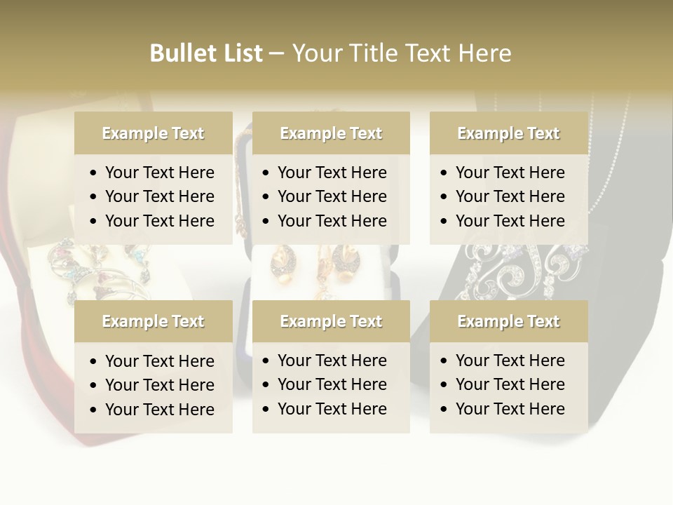 Three Different Types Of Jewelry In A Presentation Box PowerPoint Template