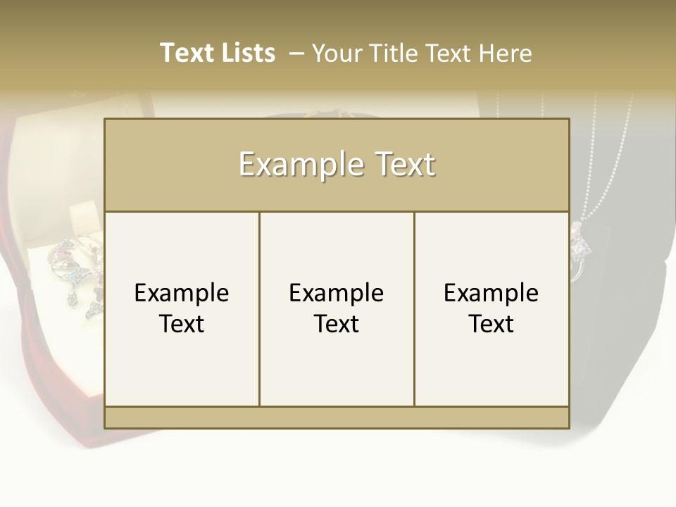 Three Different Types Of Jewelry In A Presentation Box PowerPoint Template