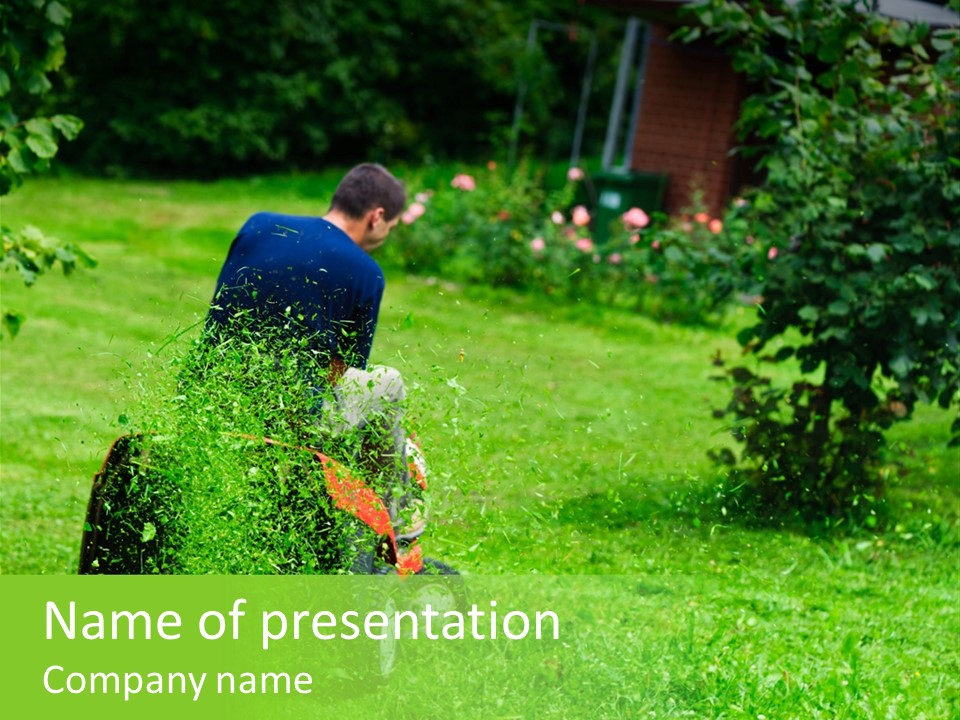 Mowing Cutter Red PowerPoint Template