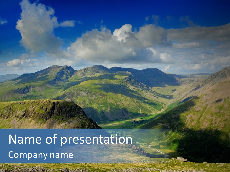 A Mountain Range With A Lake In The Foreground PowerPoint Template