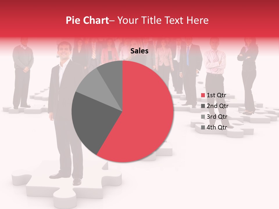 A Group Of Business People Standing In Front Of Puzzle Pieces PowerPoint Template