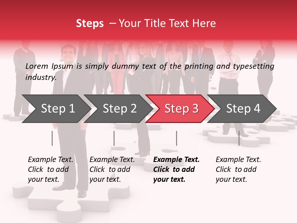 A Group Of Business People Standing In Front Of Puzzle Pieces PowerPoint Template