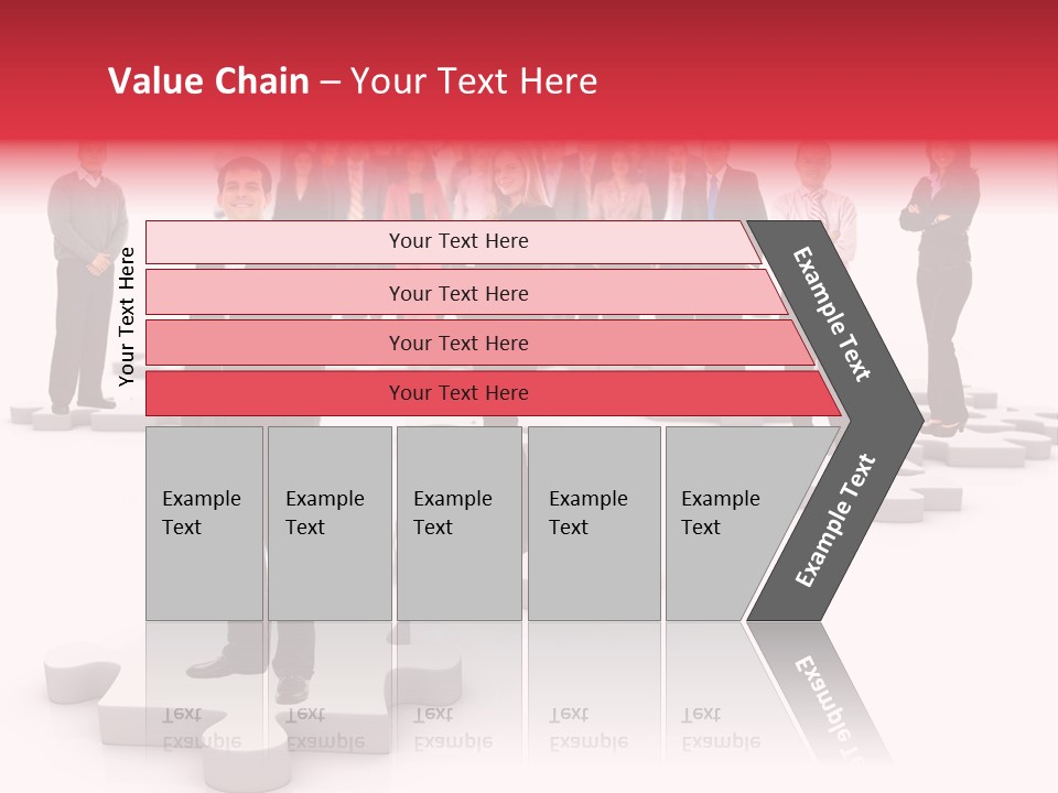 A Group Of Business People Standing In Front Of Puzzle Pieces PowerPoint Template