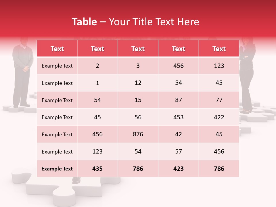 A Group Of Business People Standing In Front Of Puzzle Pieces PowerPoint Template
