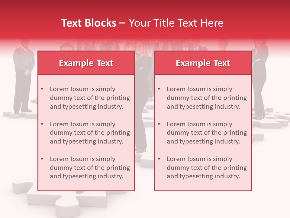 A Group Of Business People Standing In Front Of Puzzle Pieces PowerPoint Template
