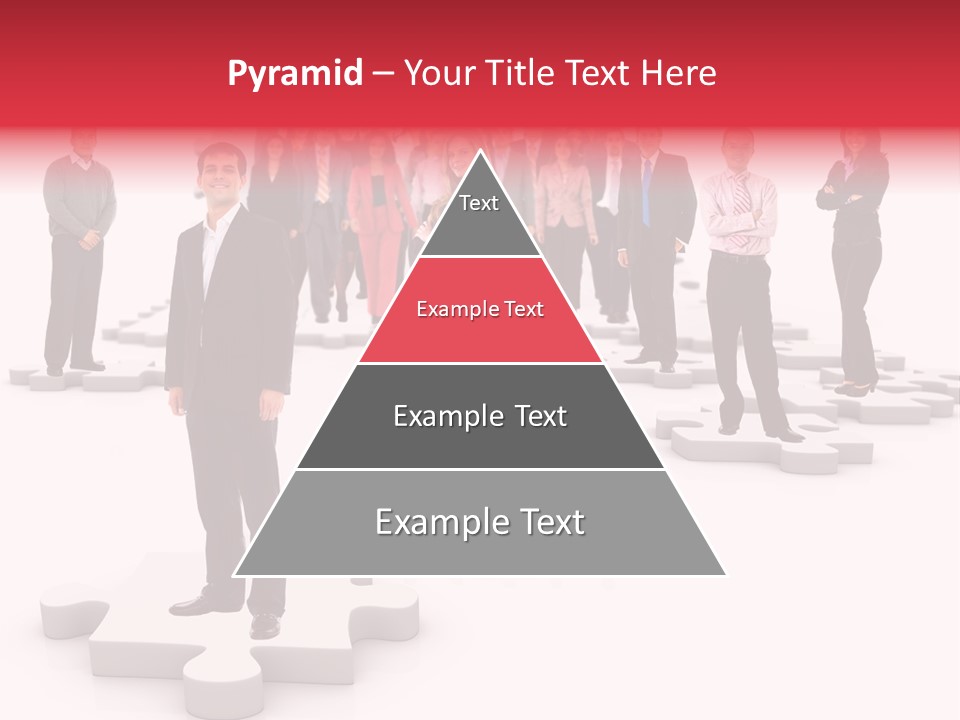 A Group Of Business People Standing In Front Of Puzzle Pieces PowerPoint Template