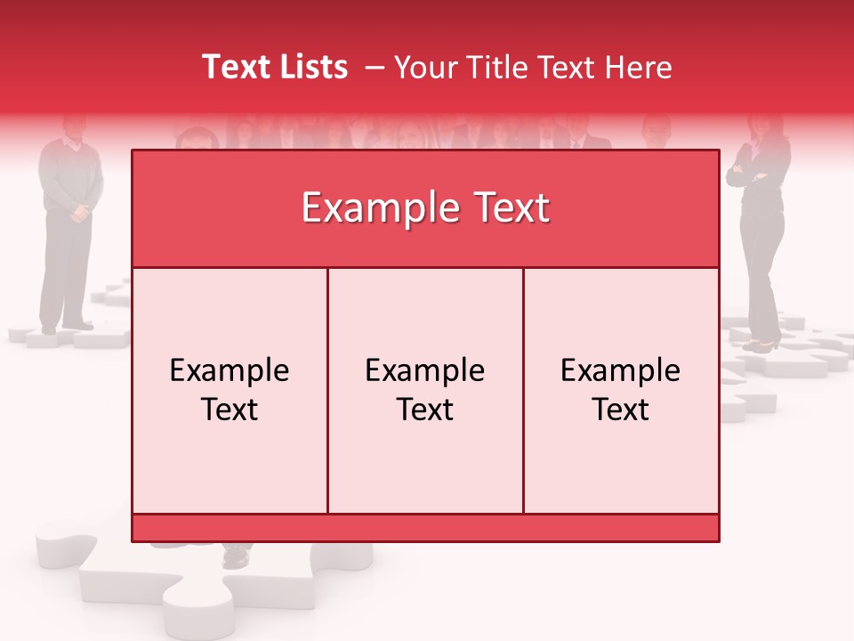 A Group Of Business People Standing In Front Of Puzzle Pieces PowerPoint Template