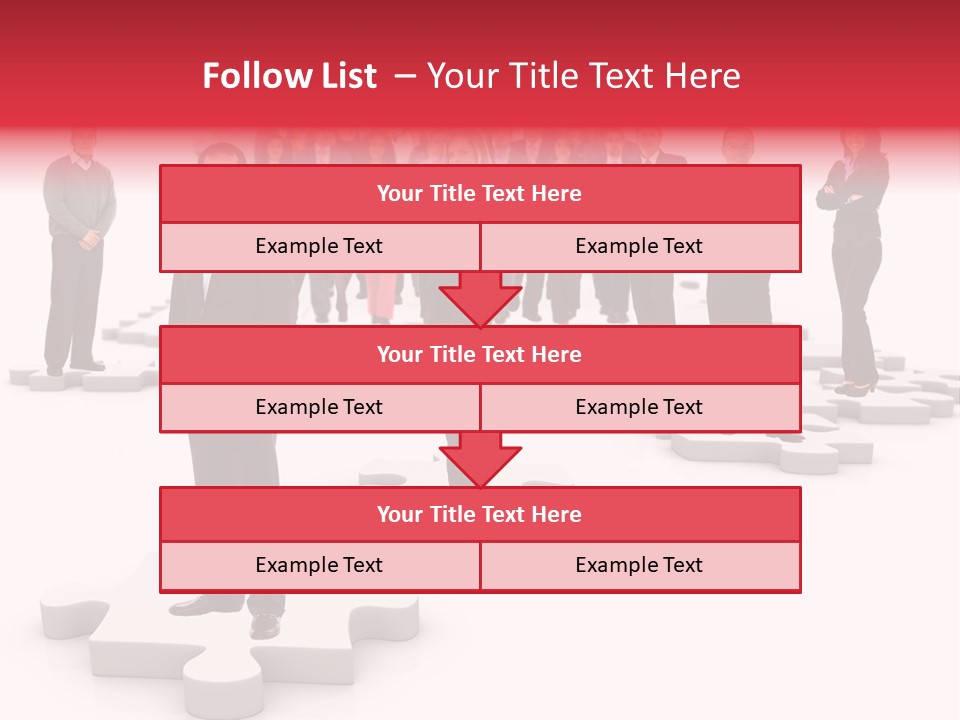 A Group Of Business People Standing In Front Of Puzzle Pieces PowerPoint Template
