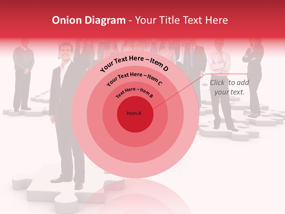 A Group Of Business People Standing In Front Of Puzzle Pieces PowerPoint Template