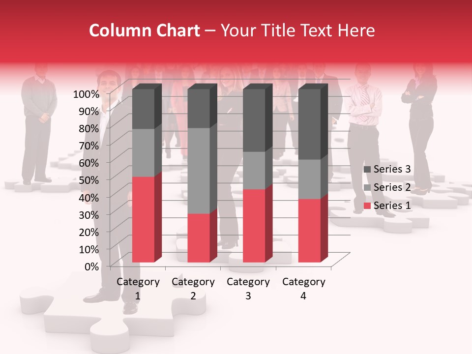 A Group Of Business People Standing In Front Of Puzzle Pieces PowerPoint Template