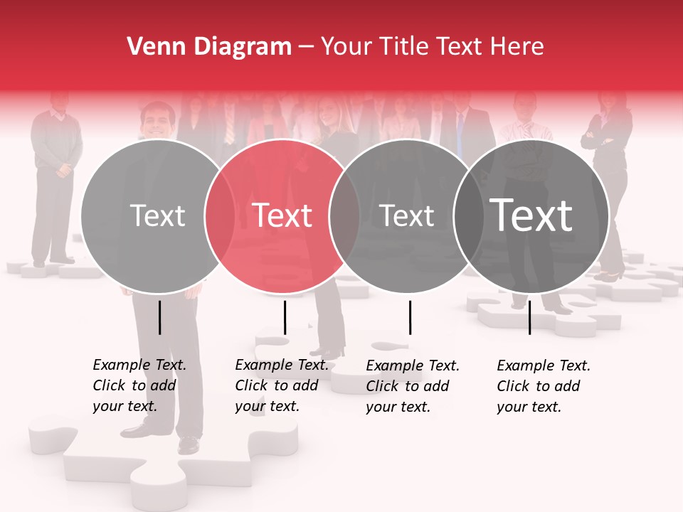 A Group Of Business People Standing In Front Of Puzzle Pieces PowerPoint Template