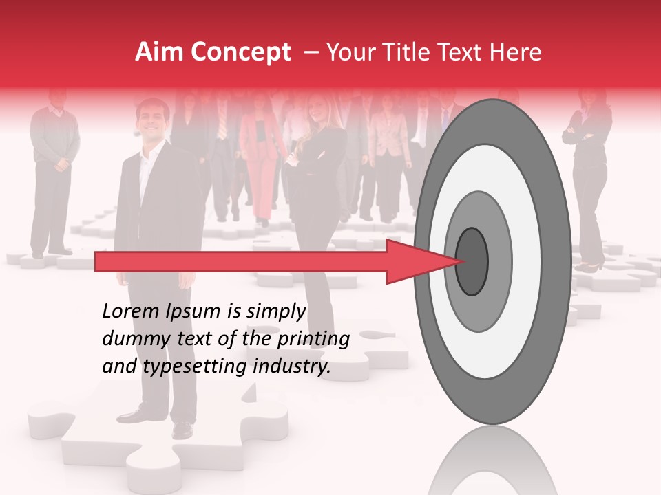 A Group Of Business People Standing In Front Of Puzzle Pieces PowerPoint Template