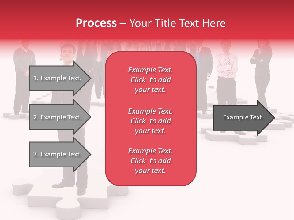 A Group Of Business People Standing In Front Of Puzzle Pieces PowerPoint Template