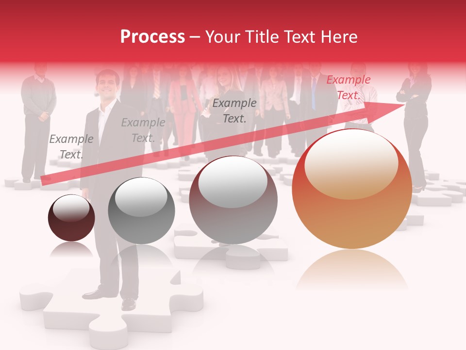 A Group Of Business People Standing In Front Of Puzzle Pieces PowerPoint Template