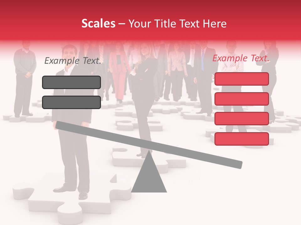 A Group Of Business People Standing In Front Of Puzzle Pieces PowerPoint Template