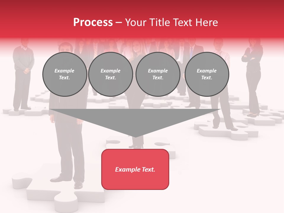 A Group Of Business People Standing In Front Of Puzzle Pieces PowerPoint Template