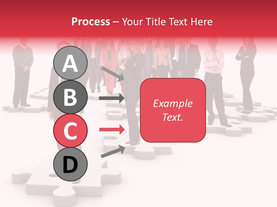 A Group Of Business People Standing In Front Of Puzzle Pieces PowerPoint Template