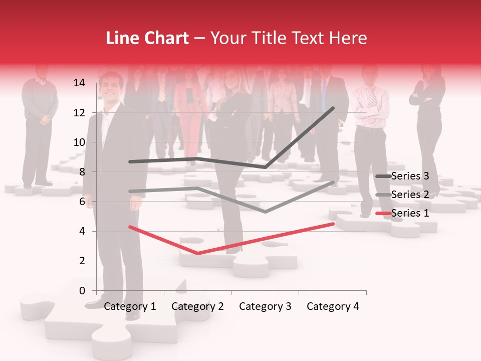 A Group Of Business People Standing In Front Of Puzzle Pieces PowerPoint Template