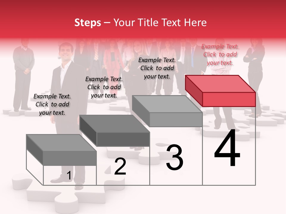 A Group Of Business People Standing In Front Of Puzzle Pieces PowerPoint Template