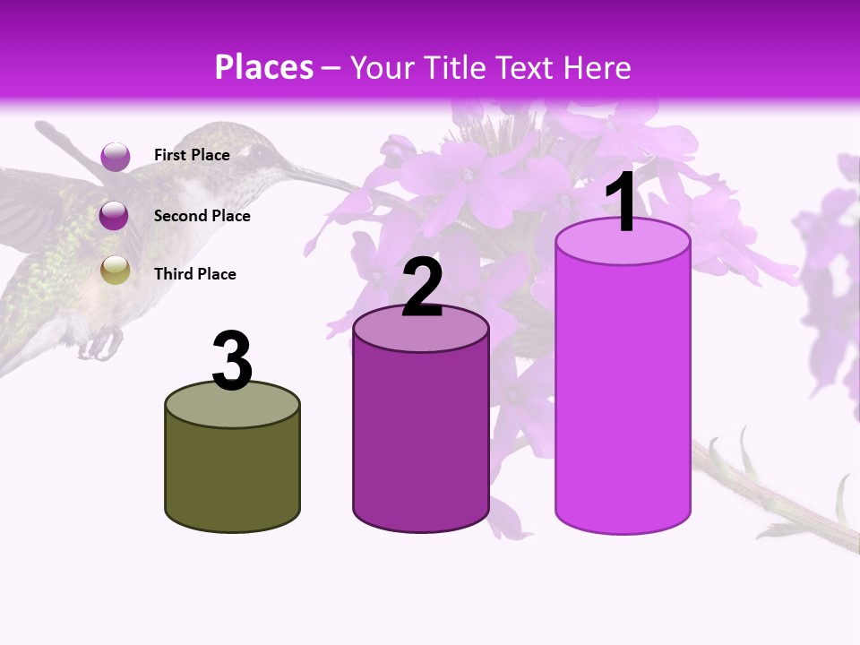A Hummingbird Flying Over A Purple Flower PowerPoint Template