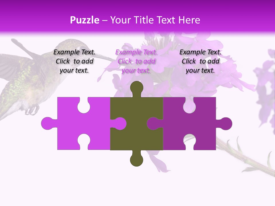 A Hummingbird Flying Over A Purple Flower PowerPoint Template