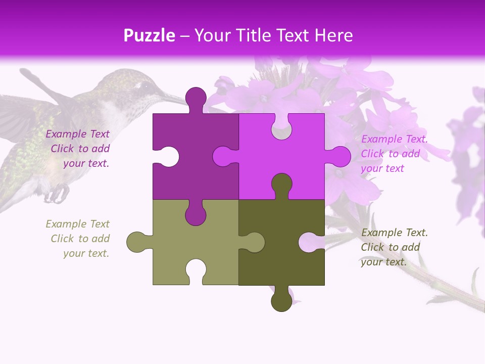 A Hummingbird Flying Over A Purple Flower PowerPoint Template
