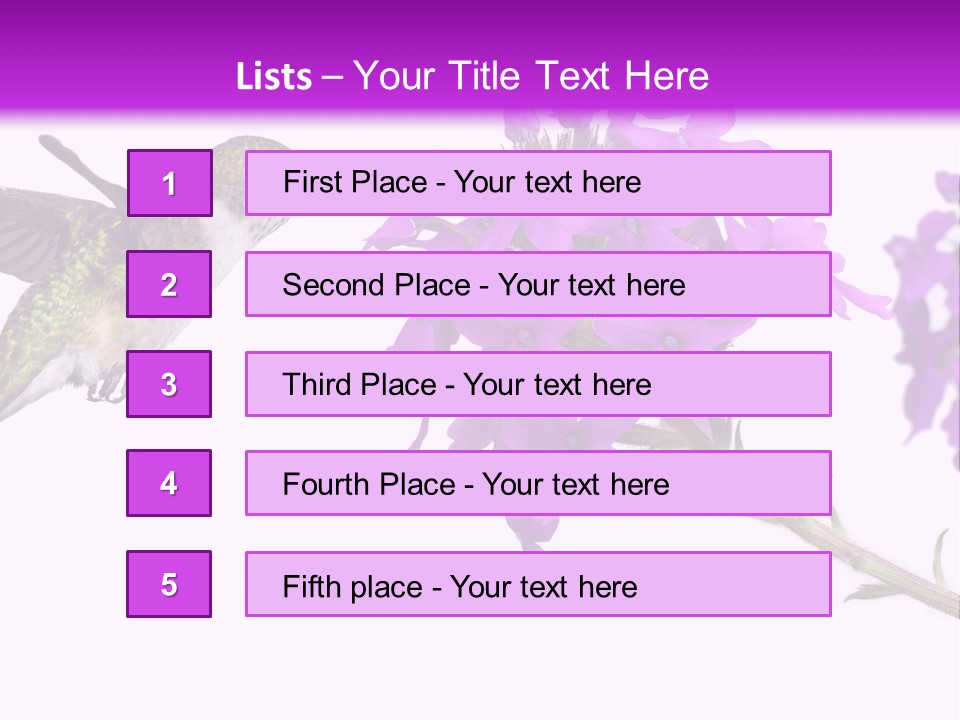 A Hummingbird Flying Over A Purple Flower PowerPoint Template