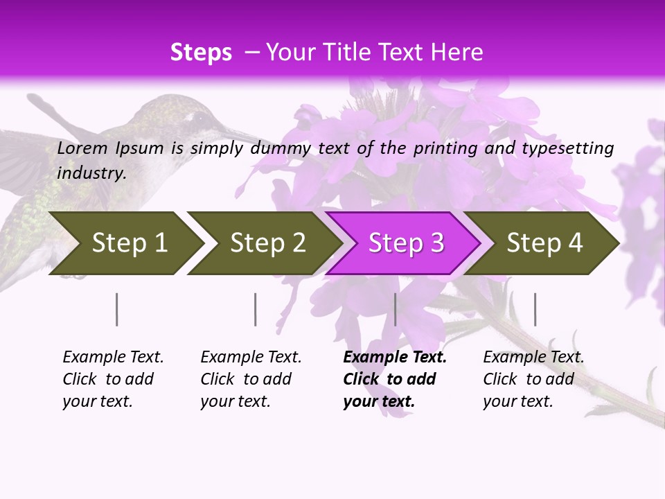 A Hummingbird Flying Over A Purple Flower PowerPoint Template