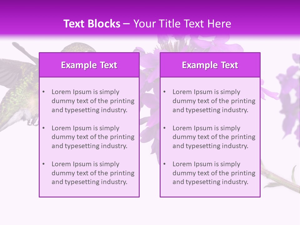 A Hummingbird Flying Over A Purple Flower PowerPoint Template