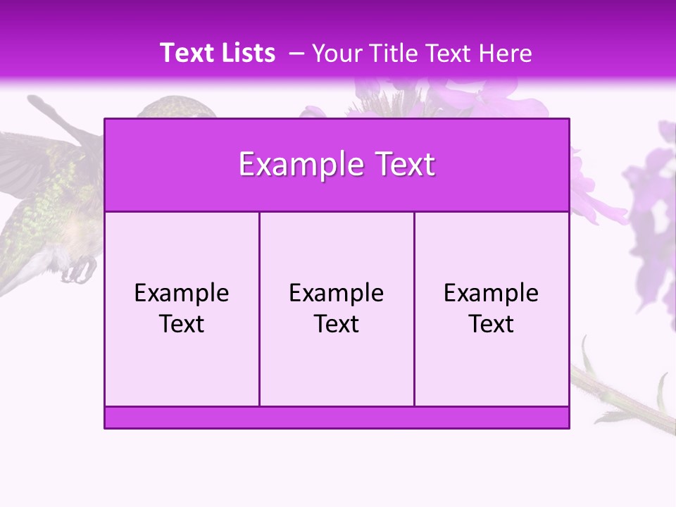 A Hummingbird Flying Over A Purple Flower PowerPoint Template