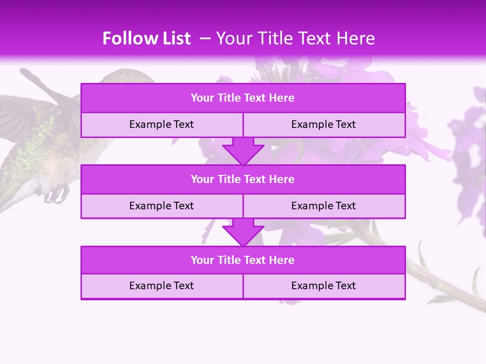 A Hummingbird Flying Over A Purple Flower PowerPoint Template