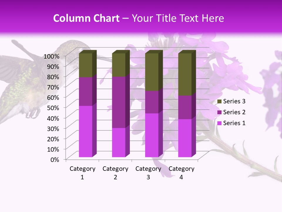 A Hummingbird Flying Over A Purple Flower PowerPoint Template