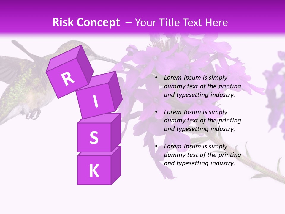 A Hummingbird Flying Over A Purple Flower PowerPoint Template